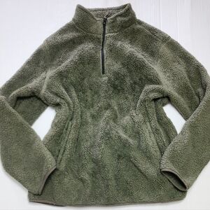 Green Sherpa Quarter Zip Fleece Pullover